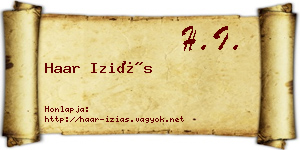 Haar Iziás névjegykártya